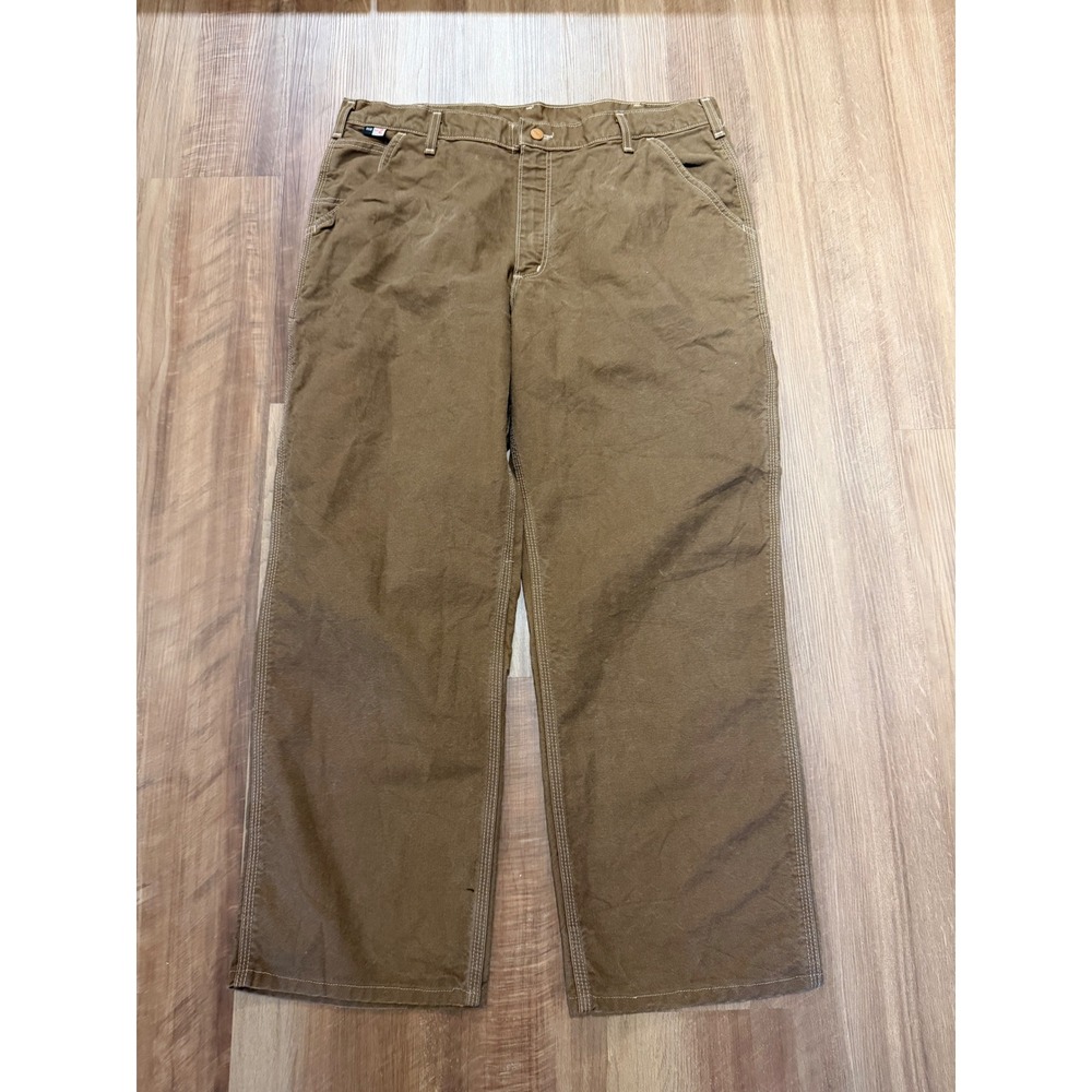 Carhartt FR Work Pants Mens 38x30 Brown Flame Resistant Canvas Original Fit